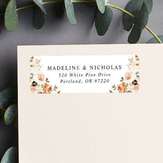 Waterverf Landelijke Herfst Bloem Retouradres Etiket