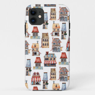 Waterverf Landelijke Huizen Makelaar Case-Mate iPhone Case