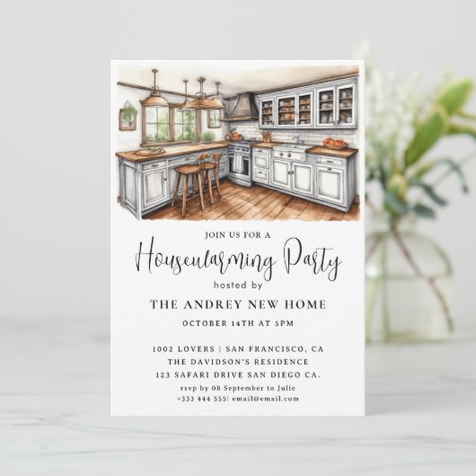 Waterverf landelijke keuken kaart (Staand voorkant)