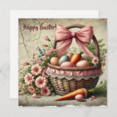 Waterverf landelijke mand met kant en pastelkleuri feestdagenkaart (Voorkant / Achterkant)