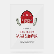 Waterverf Landelijke Rode Schuur Country Baby Show