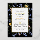 Waterverf Landelijke veldbloemen weide Bruiloft Folie Uitnodiging (Voorkant)