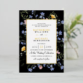 Waterverf Landelijke veldbloemen weide Bruiloft Folie Uitnodiging (Staand Voorkant)