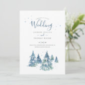 Waterverf Landelijke Winter Boom Bruiloft Kaart (Staand voorkant)