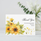 Waterverf Landelijke Zonnebloem Bruidsdouche Bedankkaart (Staand voorkant)
