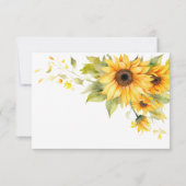 Waterverf Landelijke Zonnebloem Bruidsdouche Bedankkaart (Achterkant)
