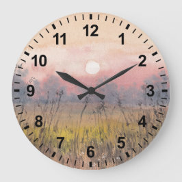 Waterverf Landscape Morning Light Clock Grote Klok