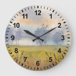 Waterverf Landscape Morning Light Clock Grote Klok