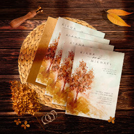 Waterverf Landscape Wedding Autumn Gold ID786