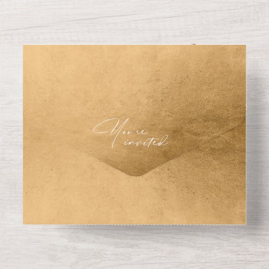 Waterverf Landscape Wedding Autumn Gold ID786 All In One Uitnodiging (Achterkant)