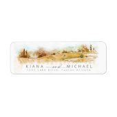 Waterverf Landscape Wedding Autumn Gold ID786 Etiket (Voorkant)