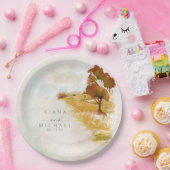 Waterverf Landscape Wedding Autumn Gold ID786 Papieren Bordje (Feest)