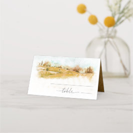 Waterverf Landscape Wedding Autumn Gold ID786 Plaatskaartje