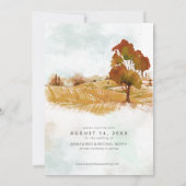 Waterverf Landscape Wedding Autumn Gold ID786 Save The Date (Achterkant)