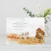Waterverf Landscape Wedding Hrz Autumn Gold ID786 Save The Date (Staand voorkant)
