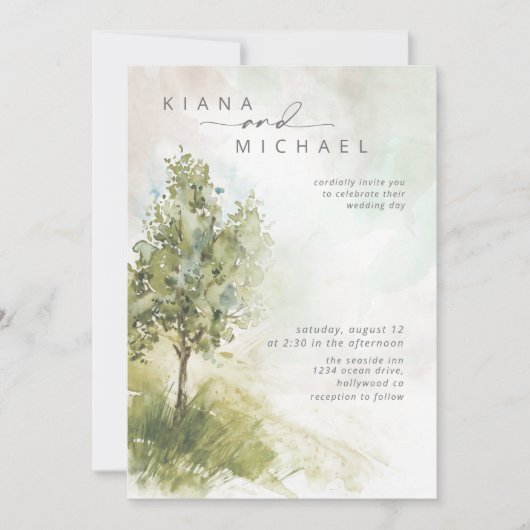 Waterverf Landscape Wedding Sage Green ID786 (Voorkant)