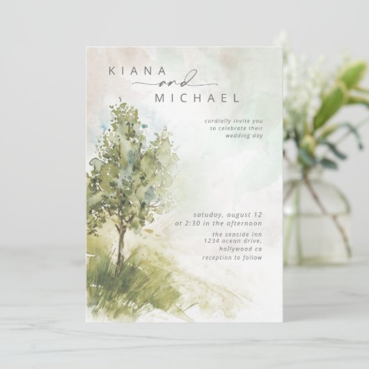 Waterverf Landscape Wedding Sage Green ID786 (Staand voorkant)