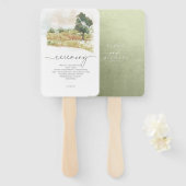 Waterverf Landscape Wedding Sage Green ID786 Handwaaier (Voorkant en achterkant)