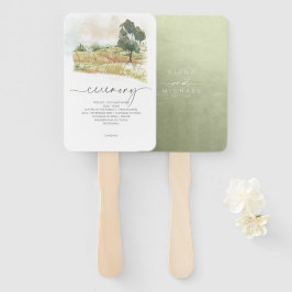 Waterverf Landscape Wedding Sage Green ID786 Handwaaier