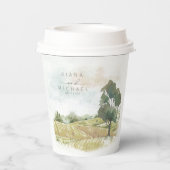 Waterverf Landscape Wedding Sage Green ID786 Papieren Bekers (Achterkant)