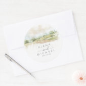 Waterverf Landscape Wedding Sage Green ID786 Ronde Sticker (Envelop)