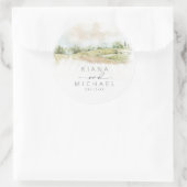 Waterverf Landscape Wedding Sage Green ID786 Ronde Sticker (Tas)