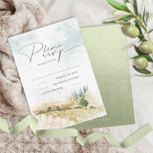Waterverf Landscape Wedding Sage Green ID786 RSVP Kaartje
