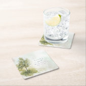 Waterverf Landscape Wedding Sage Green ID786 Squa Kartonnen Onderzetters (Insitu)