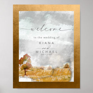 Waterverf Landscape Wedding Welcome Autumn ID786 Poster