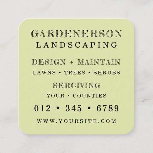 Waterverf Landscaping Care Square Visitekaartje (Achterkant)