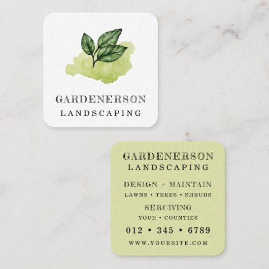 Waterverf Landscaping Care Square Visitekaartje (Voorkant / Achterkant)