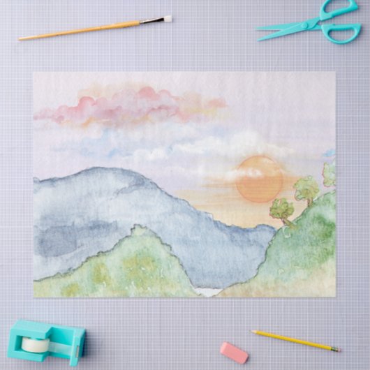 Waterverf landschap 17x23-deduplicatiepapier tissuepapier (Craft)