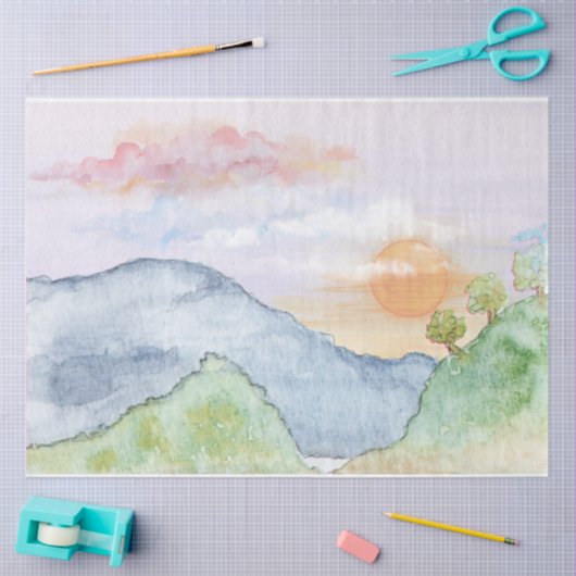 Waterverf landschap 20X30-decoupage Tissuepapier (Craft)