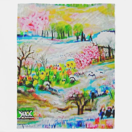 Waterverf Landschap 2 Fleece Deken (Voorkant)