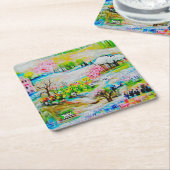 Waterverf Landschap 2 Kartonnen Onderzetters (Schuin)