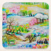 Waterverf Landschap 2 Kartonnen Onderzetters (Voorkant)