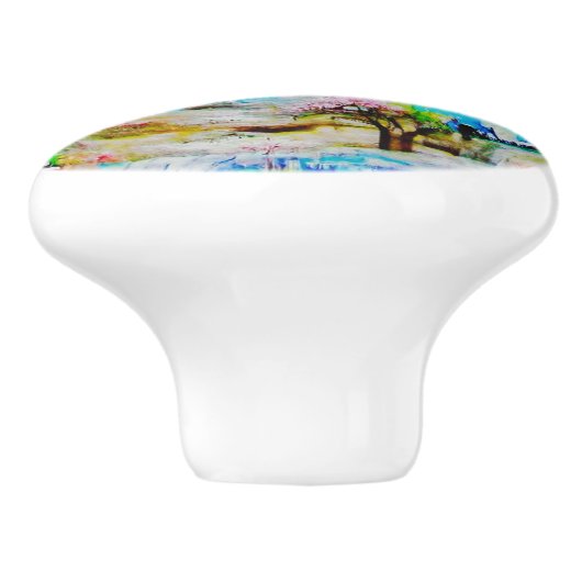 Waterverf Landschap 2 Keramische Knop (Zijkant)