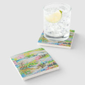 Waterverf Landschap 2 Stenen Onderzetter (Zijkant)