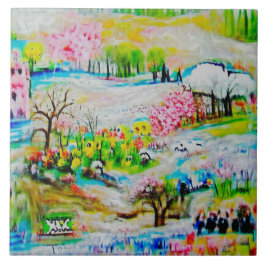 Waterverf Landschap 2 Tegeltje