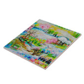 Waterverf Landschap 2 Tegeltje (Zijkant)