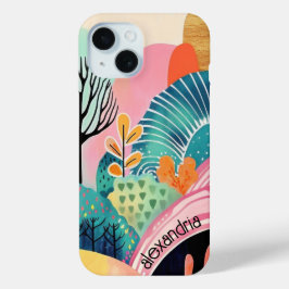 Waterverf landschap Abstract schilderkunst met naa iPhone 15 Case