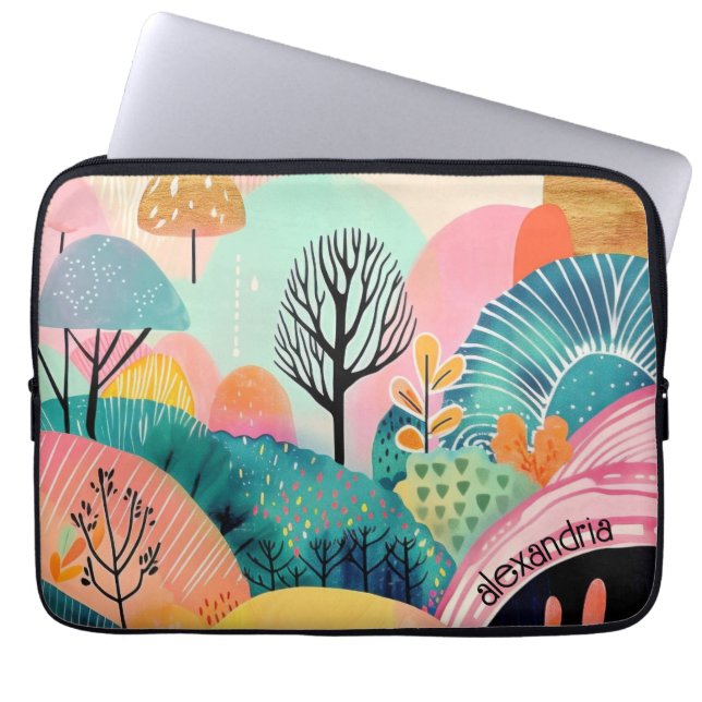 Waterverf landschap Abstract schilderkunst met naa Laptop Sleeve (Voorkant)