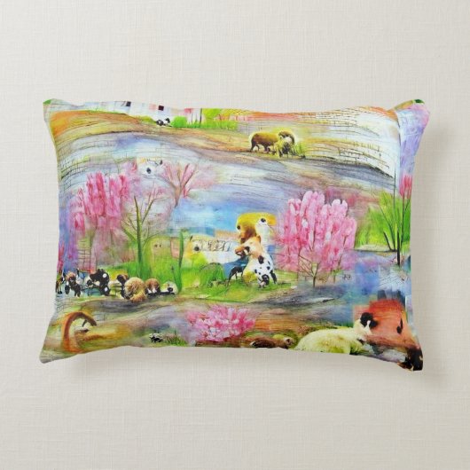 Waterverf landschap accent kussen (Achterkant)