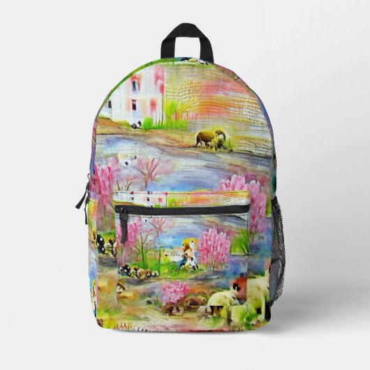 Waterverf landschap bedrukte rugzak (Voorkant)