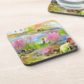 Waterverf landschap bier onderzetter (Linkerzijde)