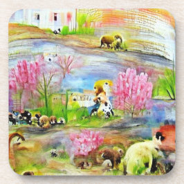 Waterverf landschap bier onderzetter