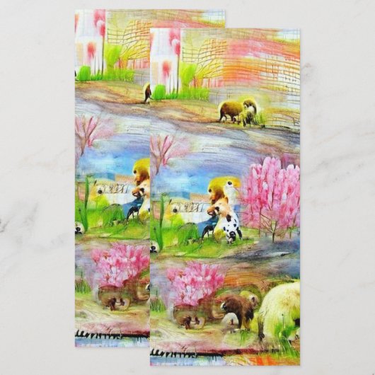 Waterverf Landschap Bladwijzer Menu (Voorkant / Achterkant)