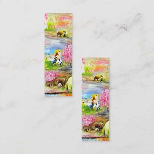 Waterverf Landschap Bladwijzer Mini Visitekaartje (Voorkant / Achterkant)