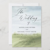 Waterverf Landschap Boerderij Kalligrafie Bruiloft Kaart (Voorkant)