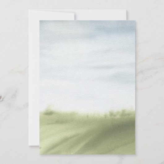 Waterverf Landschap Boerderij Kalligrafie Bruiloft Kaart (Achterkant)